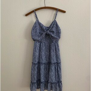dark blue ditsy floral tiered sundress with bow detail women’s small